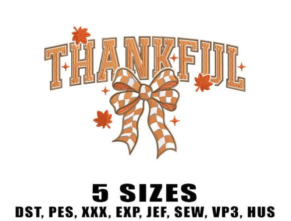 Charming Thankful Bow Embroidery Design