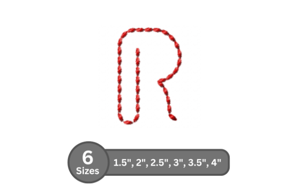 Soft Cord Alphabet -R: A Versatile Embroidery Font