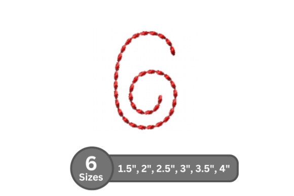 Soft Cord Number -6: A Premium Embroidery Font